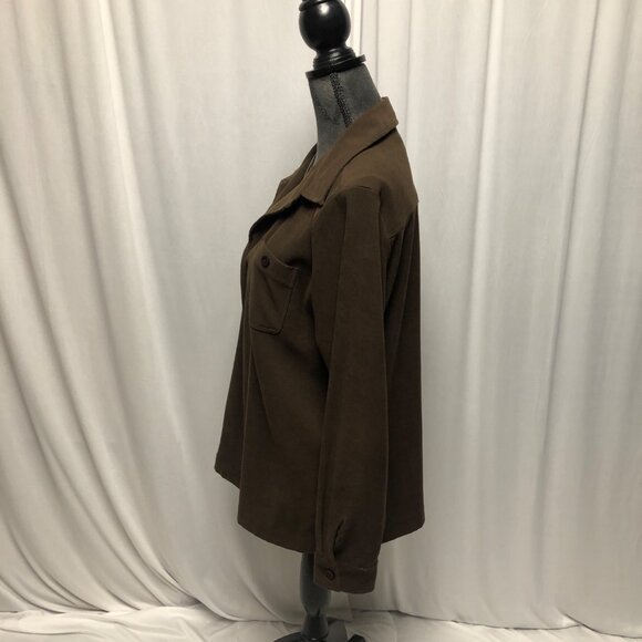 Christopher and Banks Shirt Womens Size Medium Brown Button Up Brushed Blouse - Picture 3 of 6